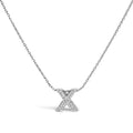 10K White Gold Diamond Accent "X" Initial Bubble Pendant Necklace