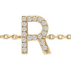 سوار من الذهب الأصفر عيار 10 قيراط مرصع بالألماس على شكل حرف "R"