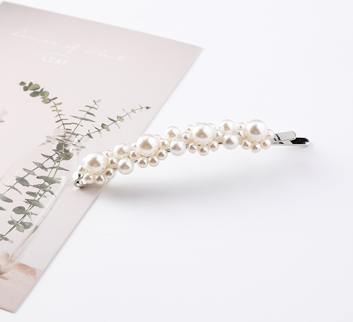 Color: B6202 A four flowers - Pearl flower hairpin retro word clip bangs clip