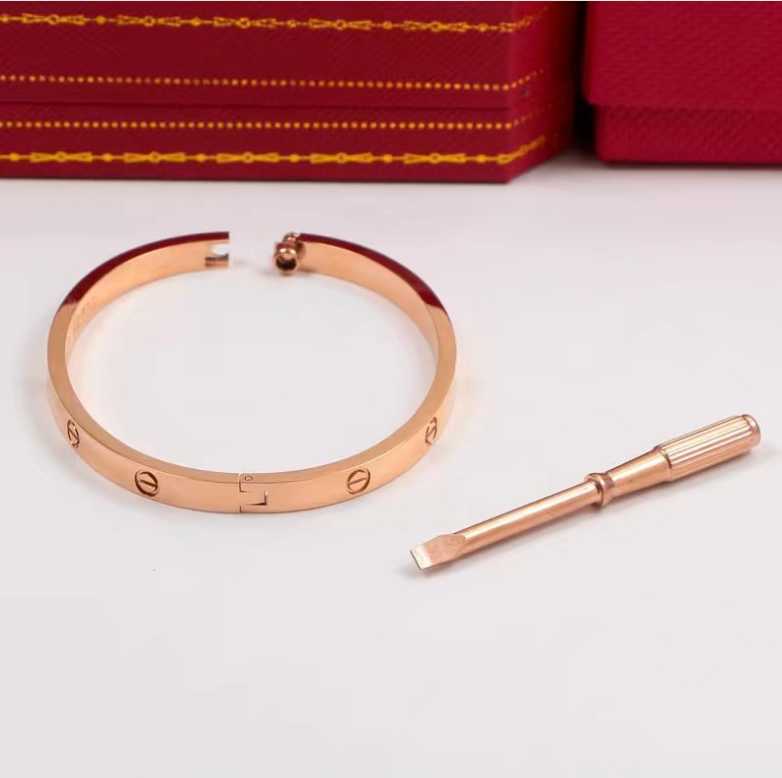 Color: Rose gold with drill, Size: 16cm-No, logo:  - European and American simple cross pattern bracelet