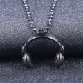 Color: Black - Music Headphones Titanium Steel Pendant