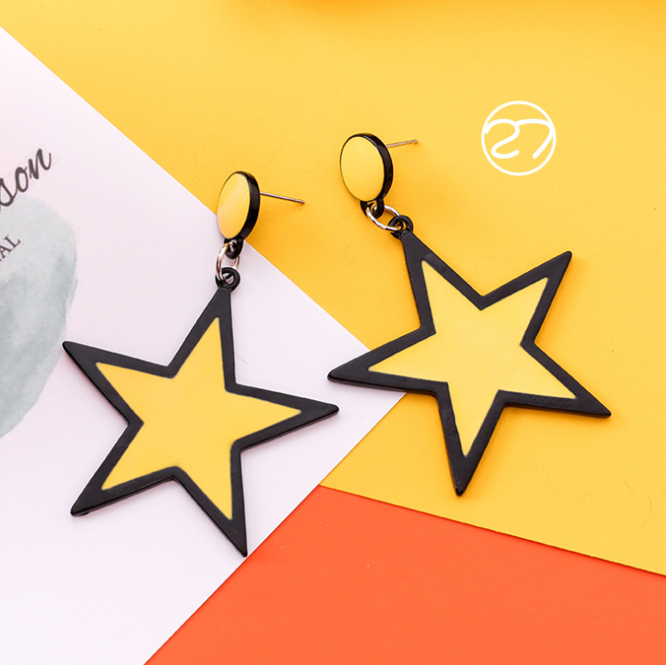 Color: 27 - Sweet summer series earrings girl heart orange orange earrings long personality temperament super fairy earrings