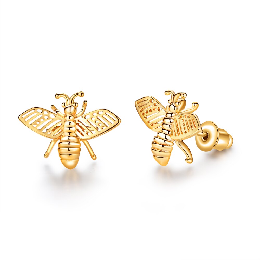 style: 1 style - 3 Styles Korean Inlaid Crystal Rhinestone Bee Earings For Women Sweet Beauty Simple Atmosphere Stud Earrings D333