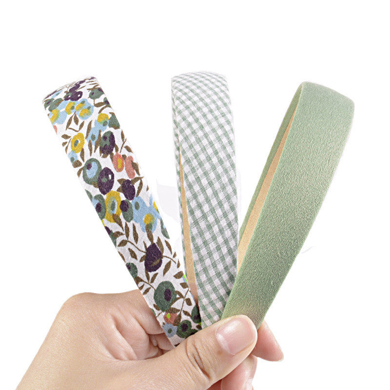 Color: Green, Quantity: Q3pcs - Floral Fine Hair Band Set Fabric Printing  Headband
