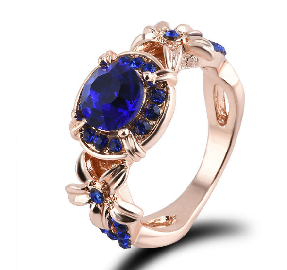 Color: Red, Size: 6 - Gemstone Rose Full Diamond Engagement Ring