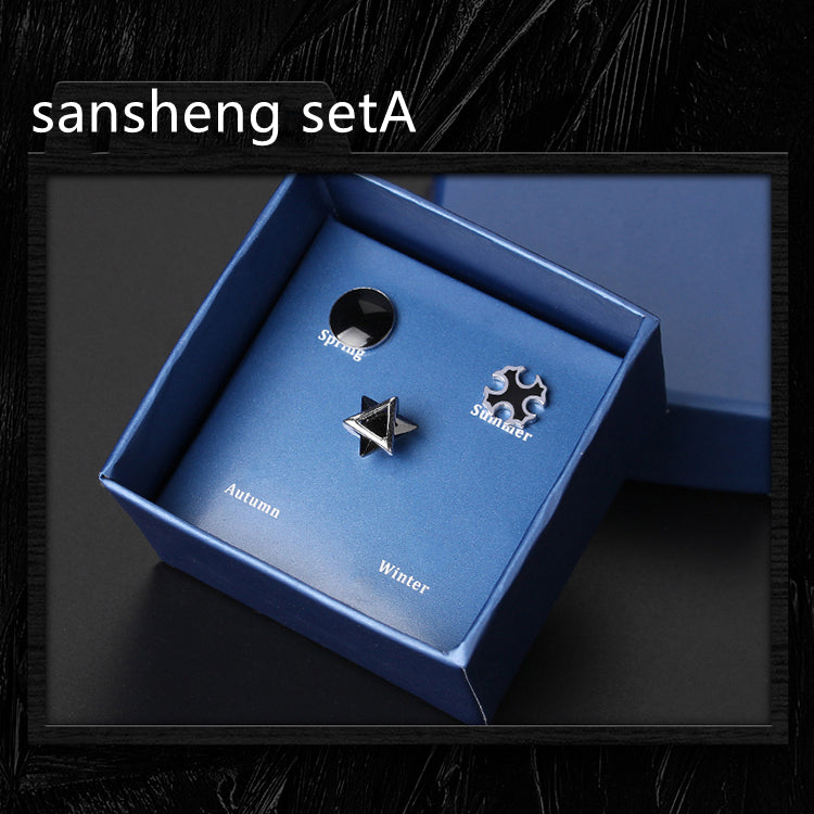 Color: Season setA - 925 Silver Men''s Earrings single fashionable silver earrings