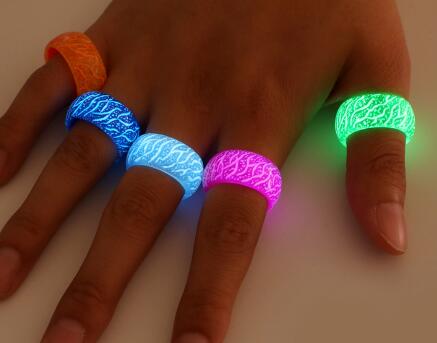 Color: Pink, Size: 7 - New Design Luminous Purple Blue Ring Glowing In The Dark Wedding Engagement Rings For Women Men Jewelry