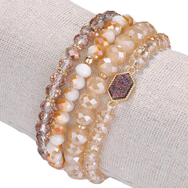 اللون: شامبين فاتح - أساور Arm Candy من الأحجار الطبيعية والكريستال الزجاجي