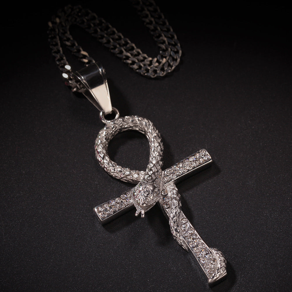 Color: Silver, Size: 18inch - European and American stainless steel diamond necklace