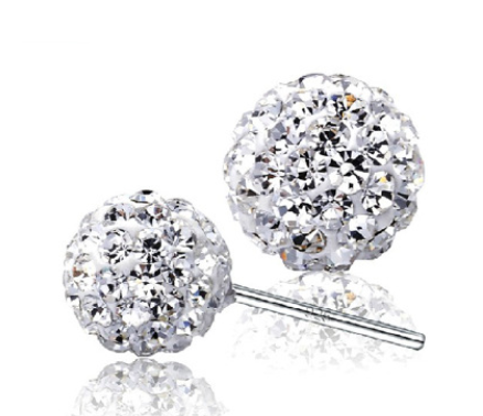 Size: 8mm - Temperament female earrings rhinestone earrings 6M 8M 10M Shambala ball plating jewelry full diamond earrings