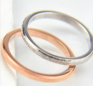 Color: Silver, Size: US6 - Titanium steel frosted fine ring joint ring couple ring