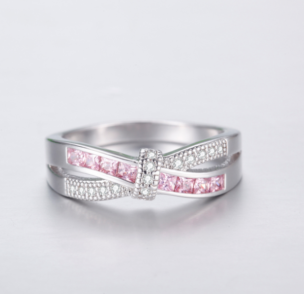 Color: Pink, Size: 7 - Zircon Luxury Princes Wedding Engagement Ring