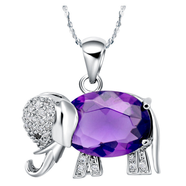 Color: Purple Pendant - Crystal elephant pendant