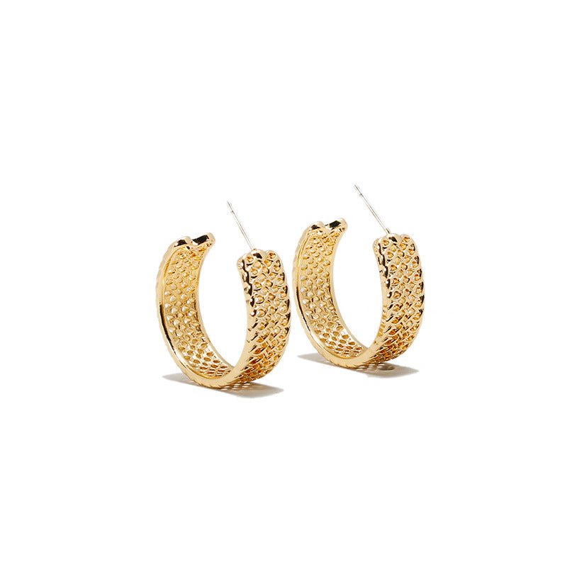 Korean New Geometric C-shaped Earrings Women Gold And Silver Simple Hollow