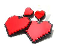 Color: Purple - Red Heart Earrings For Sale, Romantic Acrylic Stud Earrings For Girlfriend
