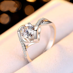 Color: Photo Color, style: 1carat Moissanite, Size: Size17 - Fashion Angel's Kiss Group 50-point Moissanite Diamond Ring