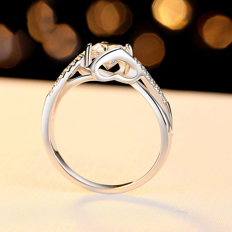 Color: Photo Color, style: 50points Moissanite, Size: Size16 - Fashion Angel's Kiss Group 50-point Moissanite Diamond Ring