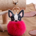 Color: Rose Red, Style: Golden - PU puppy feather ball key pendant Pendant