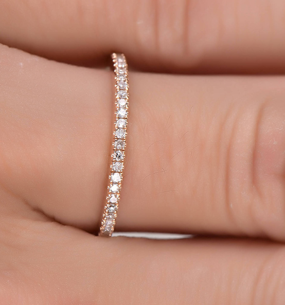 Size: US8 rose gold - Women Rhinestone Wedding Engagement Ring Jewelry