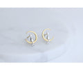 Color: 925 silver - Cute Animal Earrings Charming Lovely Cat Sit On Moon Ear Stud Earrings