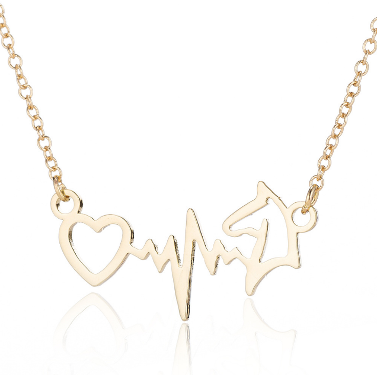 style: F gold - Round Animal Heartbeat Necklace