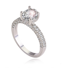 Color: Silver 4style, Size: 9th - Zircon full diamond ring ring Rose gold plated engagement ring strip or tail ring