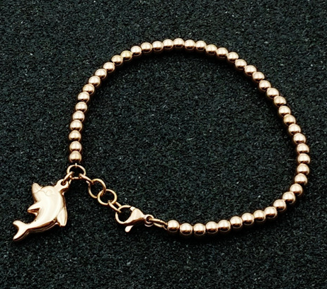 Color: Rose gold - Exquisite first ornament is plated with rose gold girl's round beads bracelet titanium steel accessories.