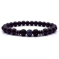 Color: Black weathered agate - Natural stone bracelet couple beaded
