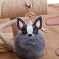 Color: Gray, Style: Silver - PU puppy feather ball key pendant Pendant
