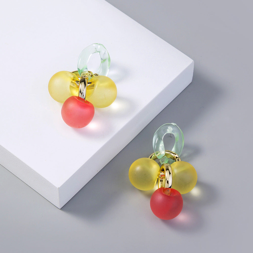 Colorful Cute Round Ball Candy Acrylic Spherical Earrings