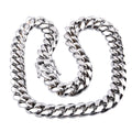 Color: 12 mm 30 inch 76cm - New men's hot Cuban chain faucet buckle silver necklace stainless steel titanium steel encryption plating white steel