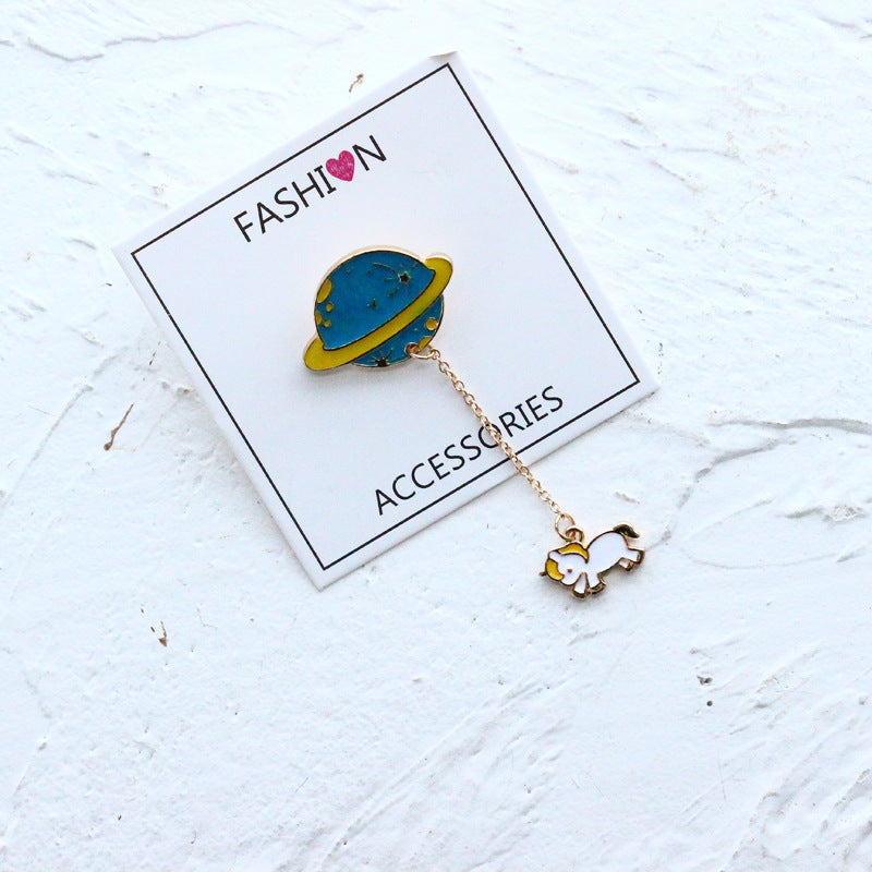 Planet Chain Decoration Brooch Female Cute Cartoon Student Bag Accessories