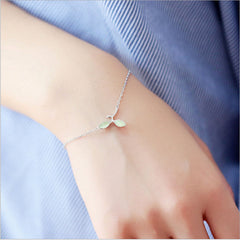 style: سوار B - طقم كامل قلادة سلسلة أوراق الشجر