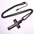 Color: Black - Bible Cross Circle Necklace Europe and America Jesus Cross Necklace