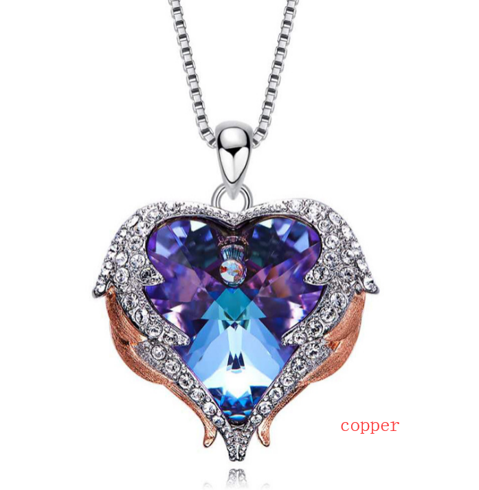 Color: Dark purple copper - Elements Crystal S925 Sterling Silver Angel Necklace