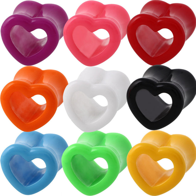 Color: Black, Size: 5mm - Acrylic Love Ear Ear Expander Heart Shaped Auricle Peach Heart Piercing Jewelry