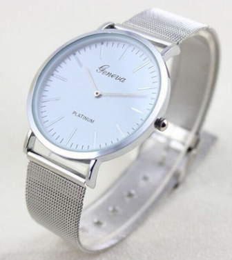 Color: Silver cheaper - Fashion and trend net steel band Geneva men and women watches.