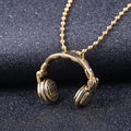Color: Gold - Music Headphones Titanium Steel Pendant