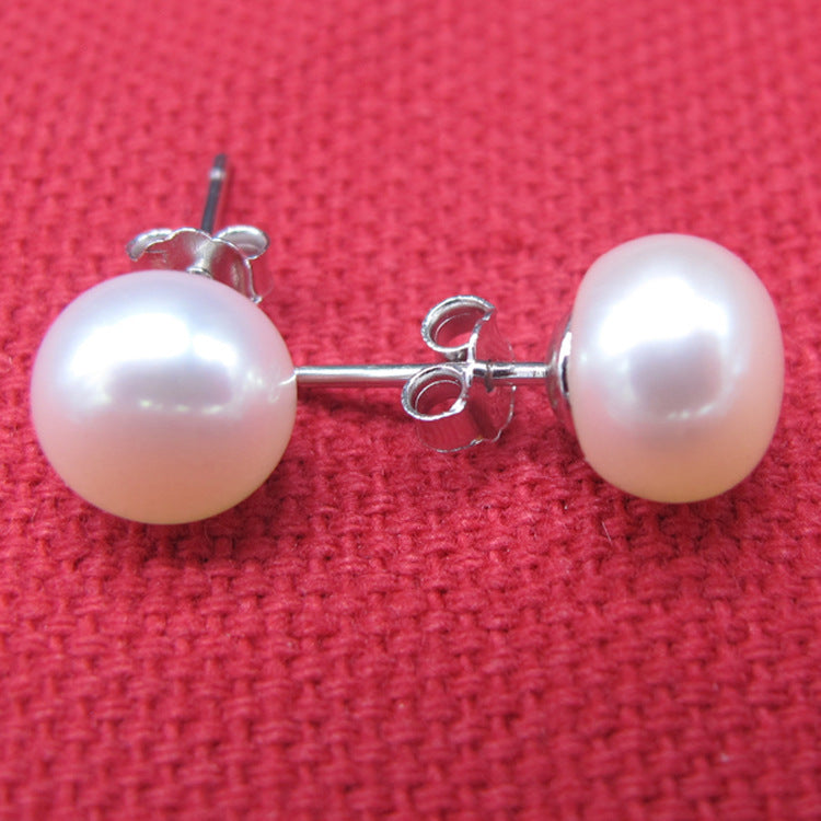 Size: 9 10MM - Natural freshwater flawless pearl earrings