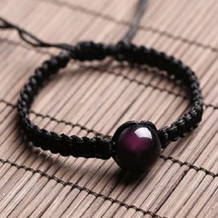 Color: Black, Size: 12mm - Rainbow Eye Obsidian Couple Bracelet