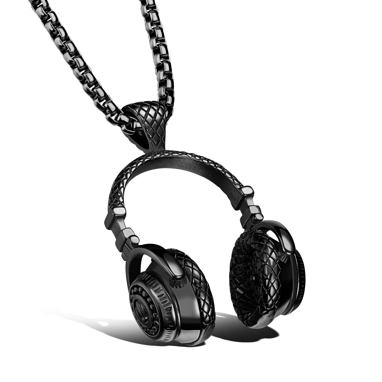 Color: Black with chain, Size: S - Music headset headset pendant