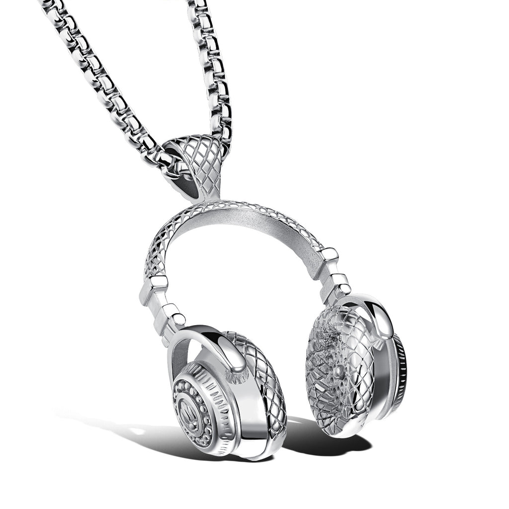 Color: Steel pendant, Size: L - Music headset headset pendant