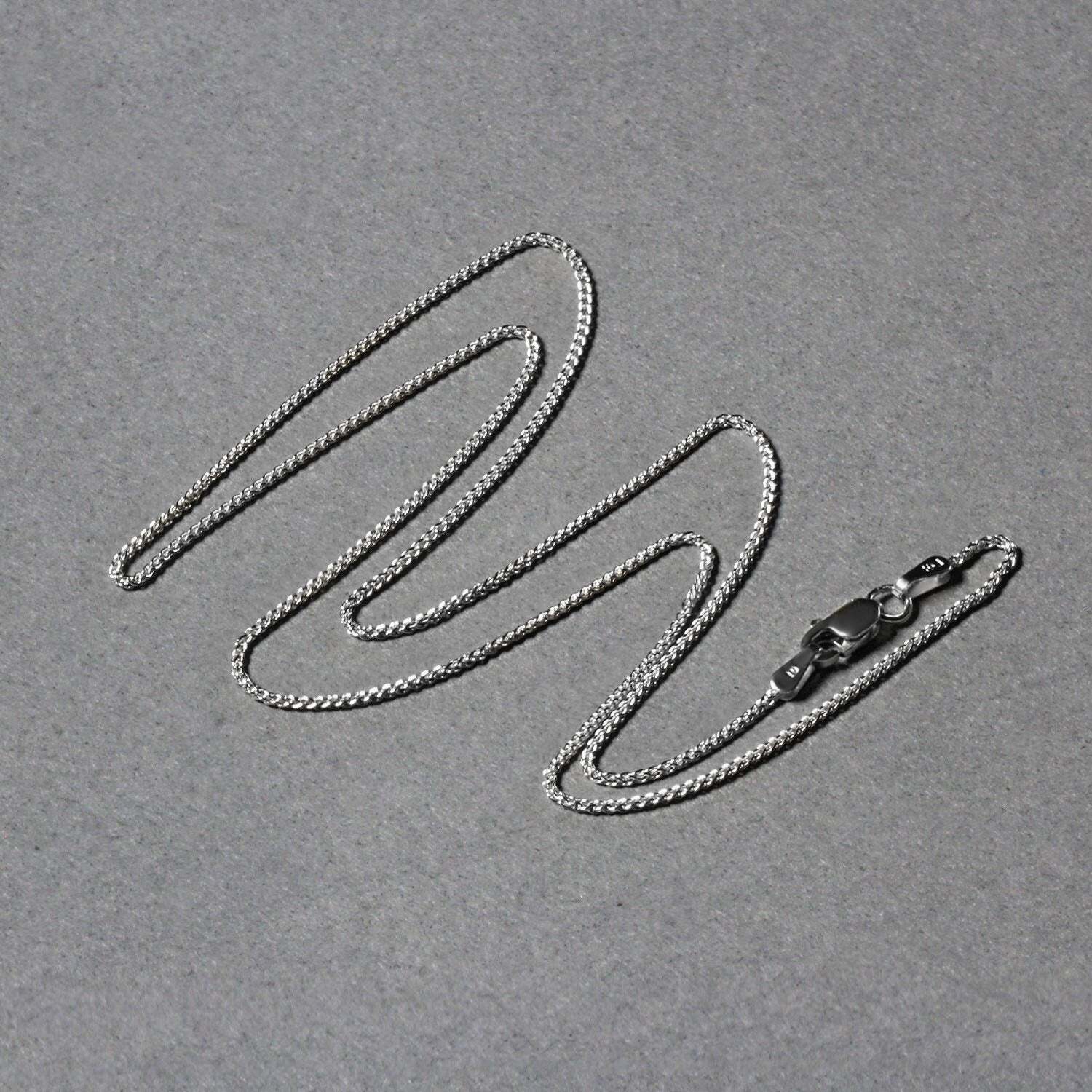 14k White Gold Round Wheat Chain (1.00 mm)