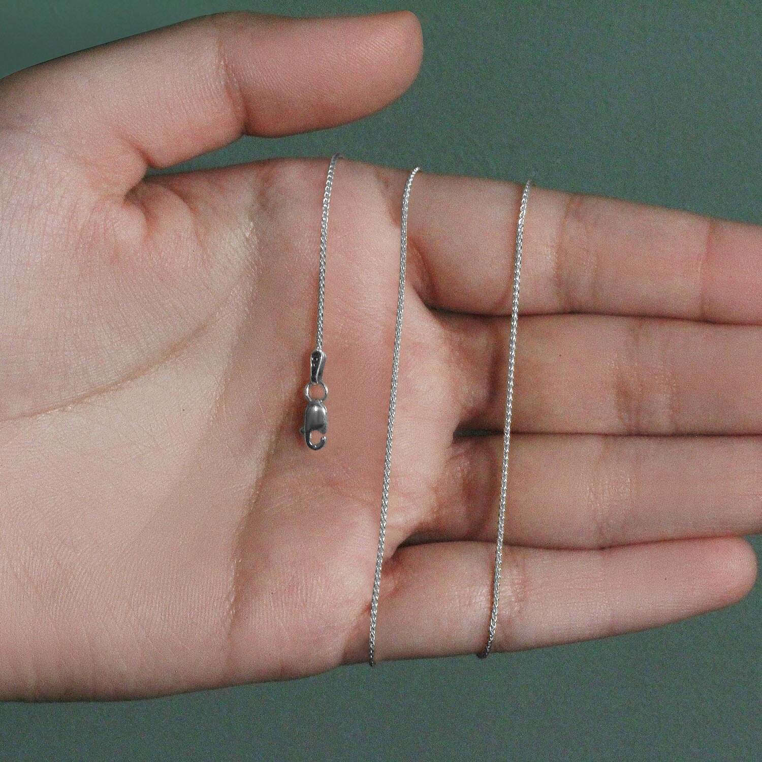 14k White Gold Round Wheat Chain (1.00 mm)