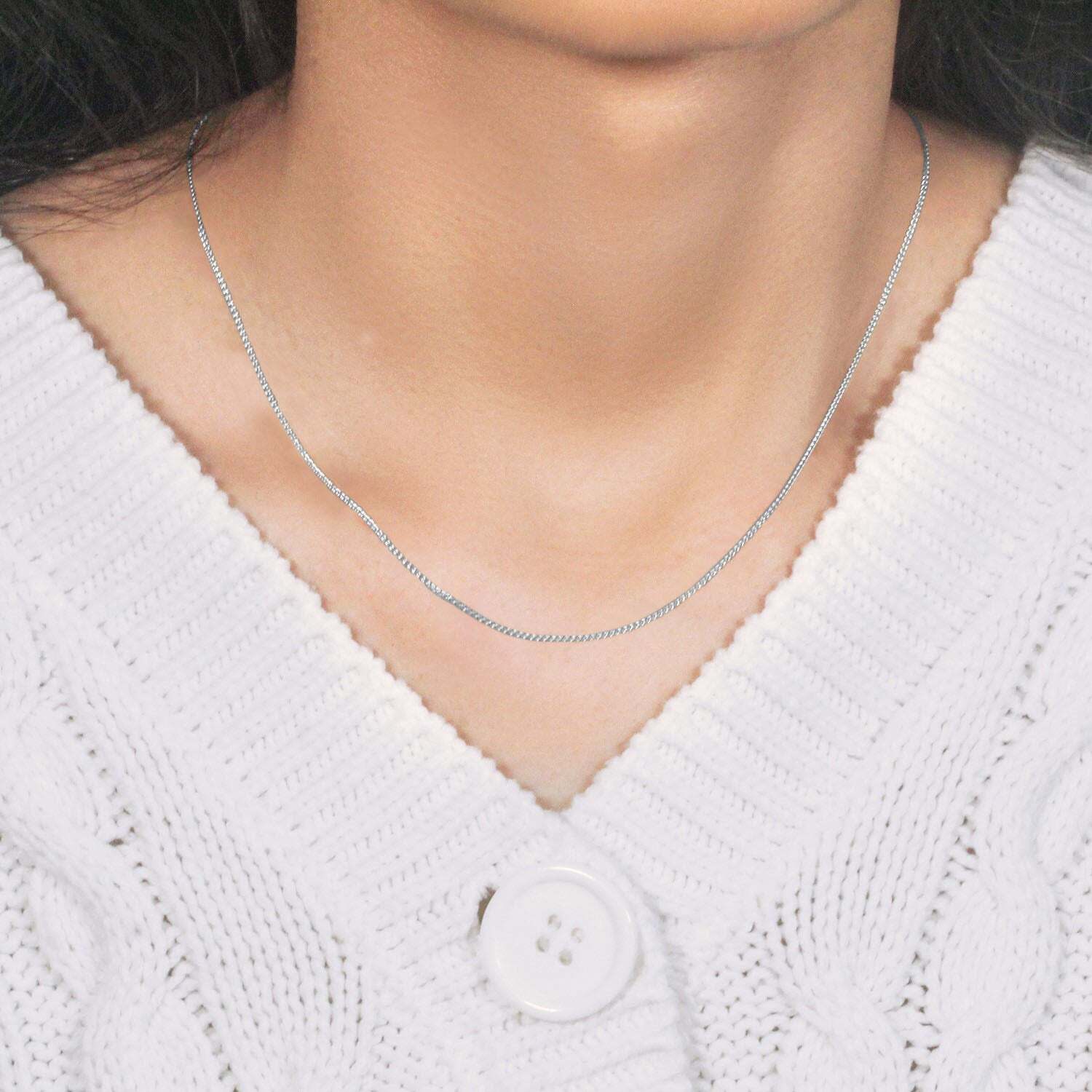 14k White Gold Round Wheat Chain (1.00 mm)