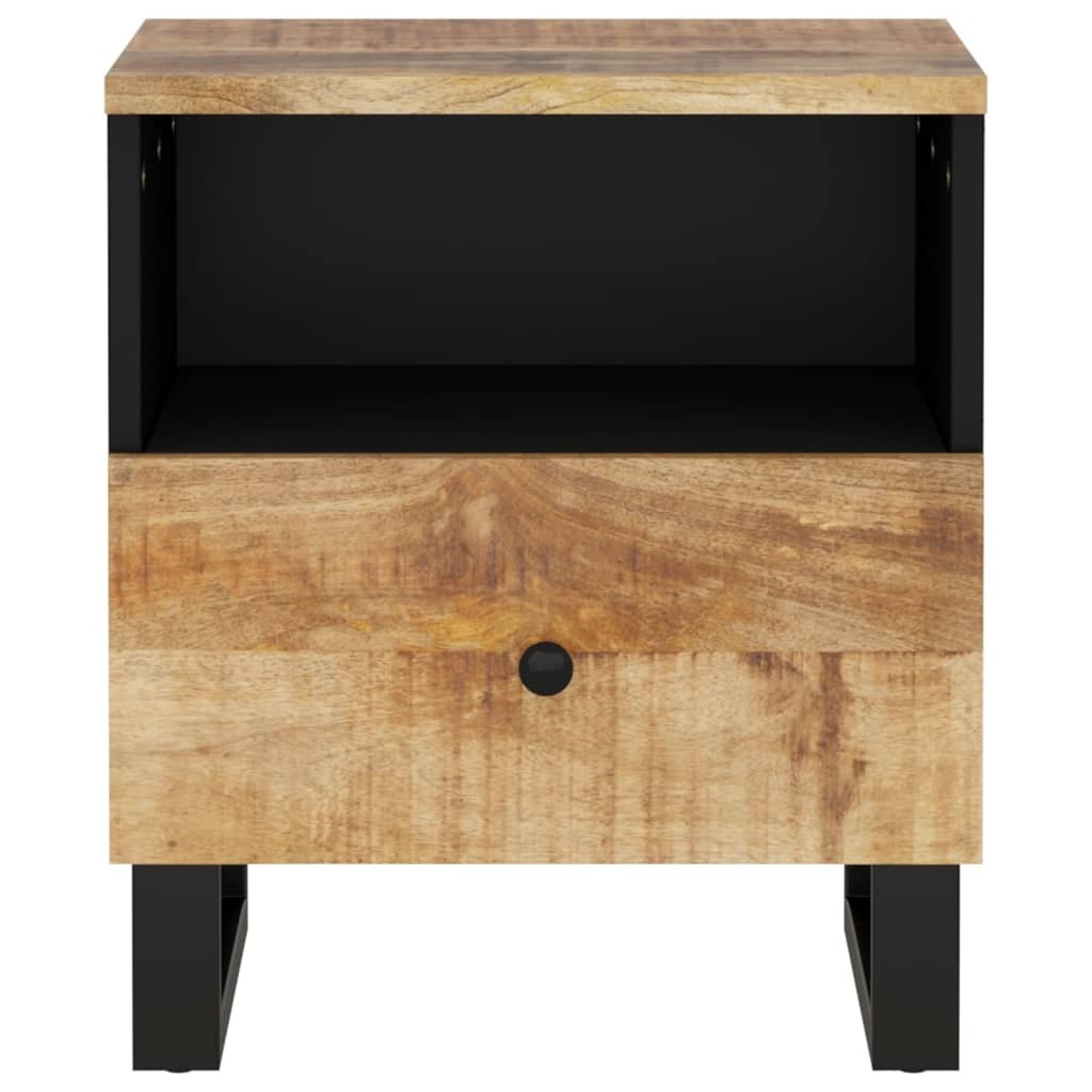 Bedside Cabinet Set of 2 Natural Mango Wood and Black