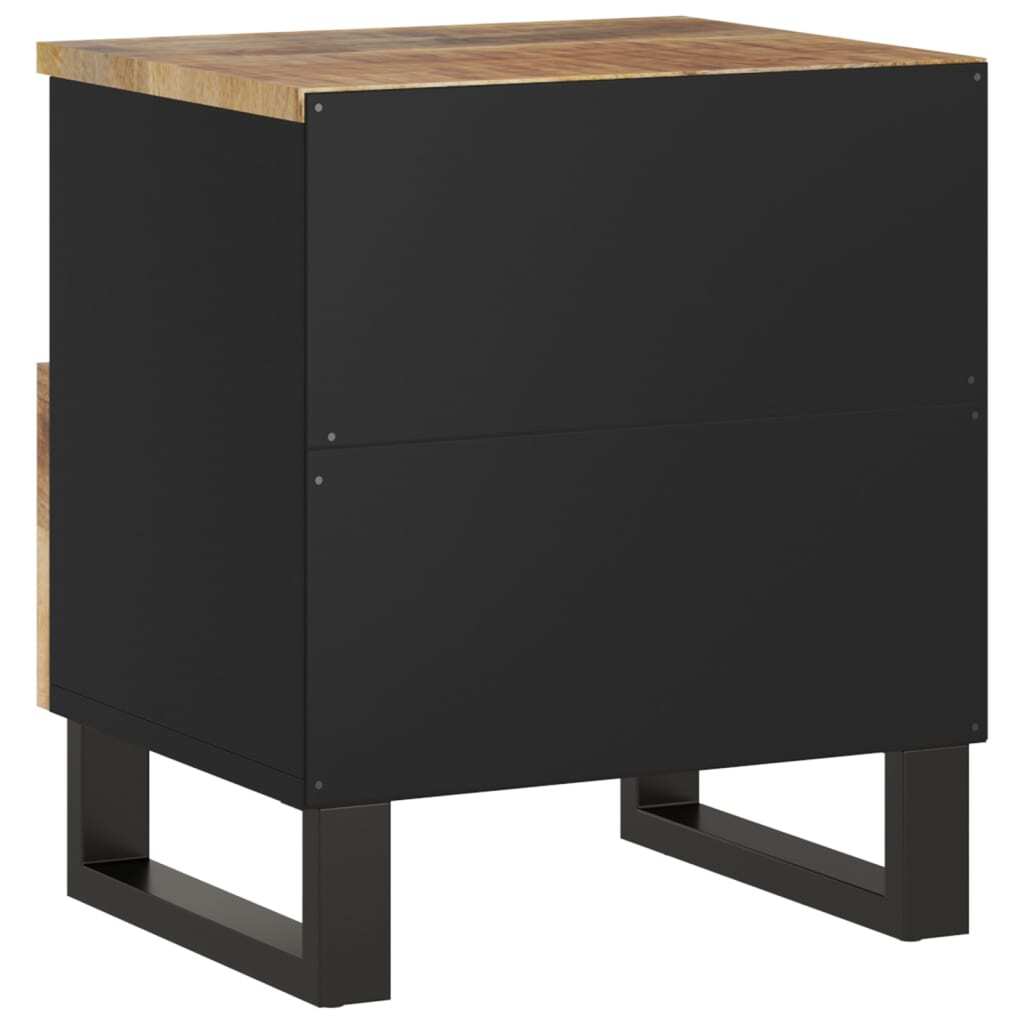 Bedside Cabinet Set of 2 Natural Mango Wood and Black