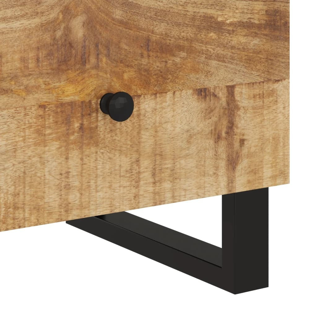 Bedside Cabinet Set of 2 Natural Mango Wood and Black