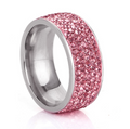 Color: Pink, Size: Us6 - Five rows of stainless steel rings