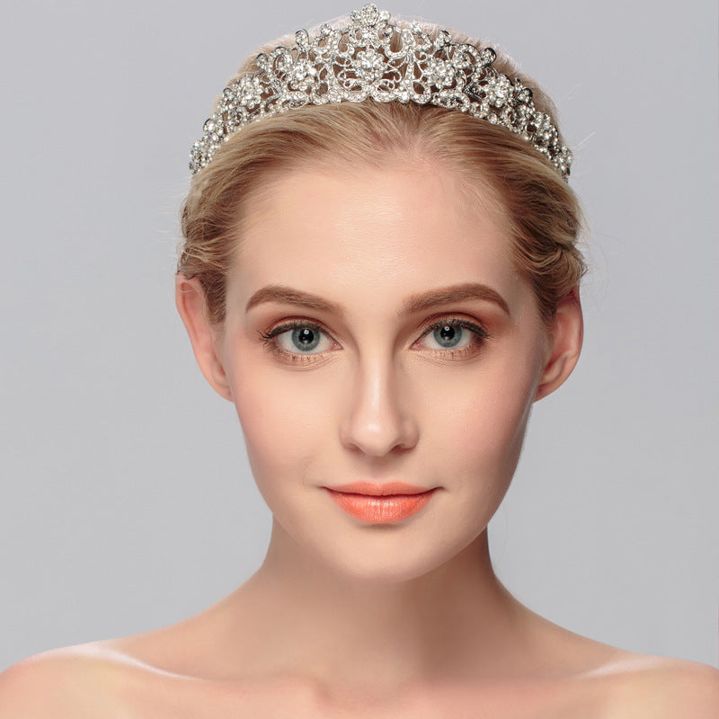 Color: Gold, Style: 1style - European and American Retro Bridal Crown Diamond Headband